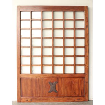 総欅 ガラス入細分升格子蔵戸　W0255