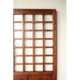 総欅 ガラス入細分升格子蔵戸　W0255 