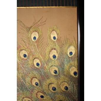 高島屋画室か 今尾景年下絵 孔雀図 刺繍絵画　Z846 