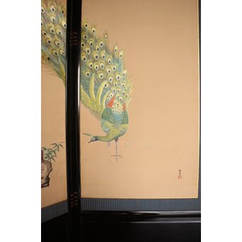 高島屋画室か 今尾景年下絵 孔雀図 刺繍絵画　Z846 