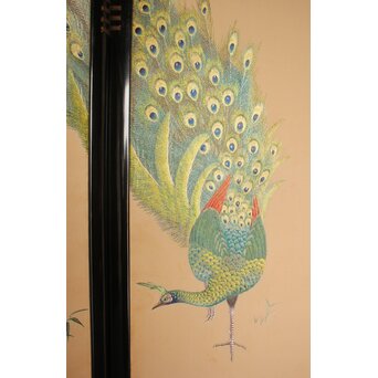 高島屋画室か 今尾景年下絵 孔雀図 刺繍絵画　Z846 