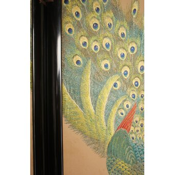 高島屋画室か 今尾景年下絵 孔雀図 刺繍絵画　Z846 