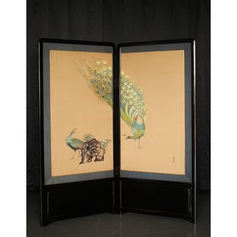 高島屋画室か 今尾景年下絵 孔雀図 刺繍絵画　Z846