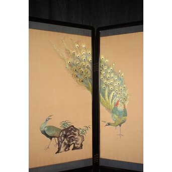 高島屋画室か 今尾景年下絵 孔雀図 刺繍絵画　Z846 