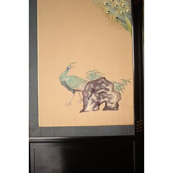 高島屋画室か 今尾景年下絵 孔雀図 刺繍絵画　Z846 