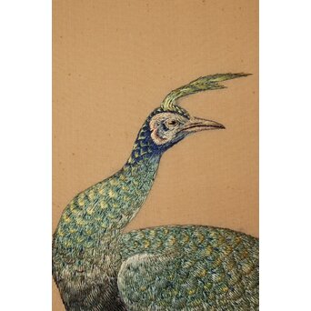 高島屋画室か 今尾景年下絵 孔雀図 刺繍絵画　Z846 