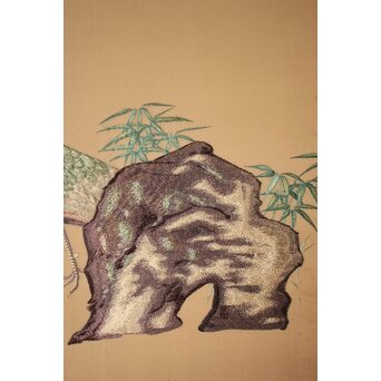 高島屋画室か 今尾景年下絵 孔雀図 刺繍絵画　Z846 