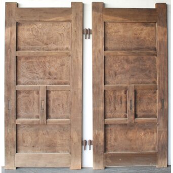 総欅 上玉杢 門扉一対　W0256 ウラ