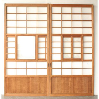 猫間/雪見障子戸 4枚1組 在庫3セット　F304 AB　ウラ　障子を貼る面