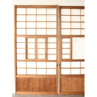 猫間/雪見障子戸 4枚1組 在庫3セット　F304 