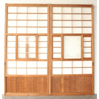 猫間/雪見障子戸 4枚1組 在庫3セット　F304 CD　ウラ　障子を貼る面