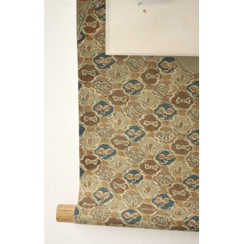 不染鉄 海の図 更紗染軸装 紙本掛軸　Z878 