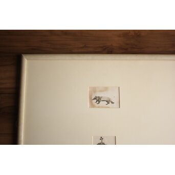 堀文子 墨絵『狸・花』3枚1組　 Z880 