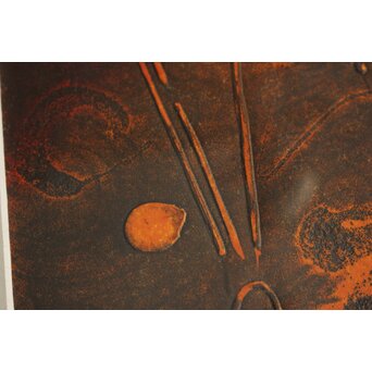 萩原英雄【星月夜 No13】版画 額装　Z882 