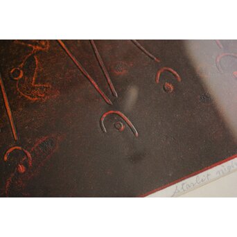 萩原英雄【星月夜 No13】版画 額装　Z882 