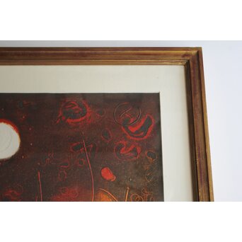 萩原英雄【星月夜 No13】版画 額装　Z882 