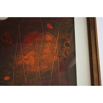 萩原英雄【星月夜 No13】版画 額装　Z882 