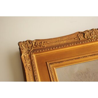 武内鶴之助 雪景色 パステル画 額装　Z883 