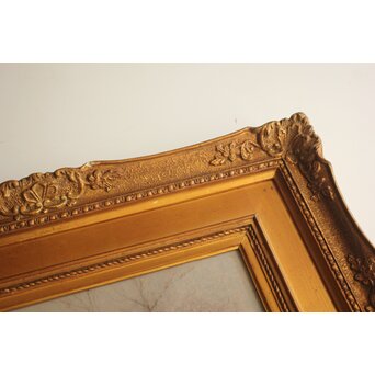 武内鶴之助 雪景色 パステル画 額装　Z883 