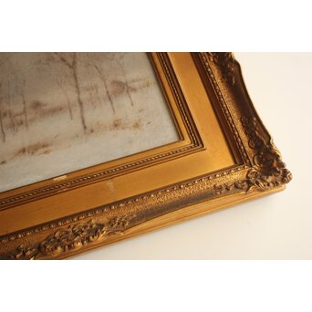 武内鶴之助 雪景色 パステル画 額装　Z883 