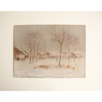 武内鶴之助 雪景色 パステル画 額装　Z883