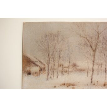 武内鶴之助 雪景色 パステル画 額装　Z883 