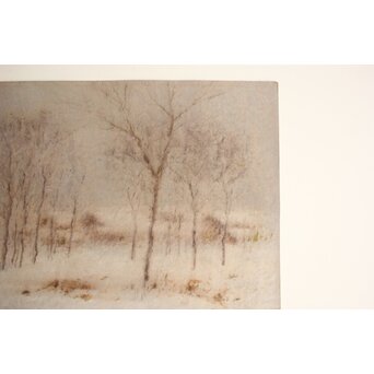 武内鶴之助 雪景色 パステル画 額装　Z883 