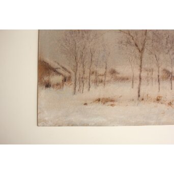 武内鶴之助 雪景色 パステル画 額装　Z883 