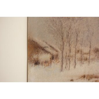武内鶴之助 雪景色 パステル画 額装　Z883 