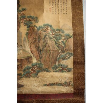 沈岱 中国画家 文人図 軸装　Z885 