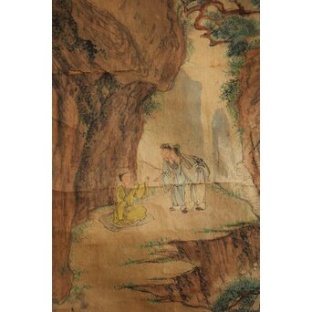 沈岱 中国画家 文人図 軸装　Z885 