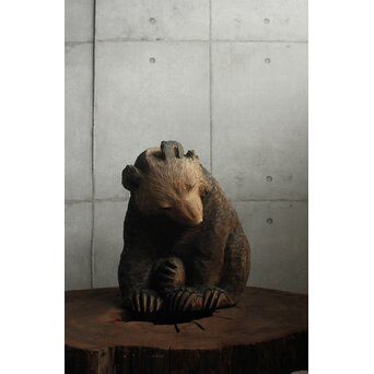 北海道 木彫座り熊　X646 