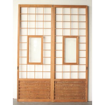 細身 ガラス障子戸 4枚1組　F305 AB　ウラ　障子を貼る面　腰板の表情良し