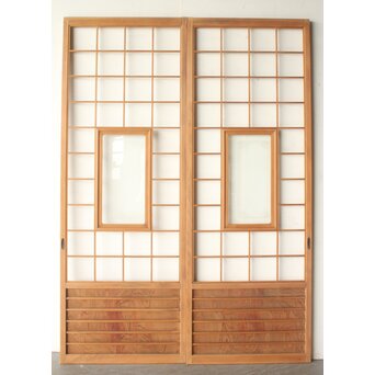 細身 ガラス障子戸 4枚1組　F305 CD　ウラ　障子を貼る面　腰板の表情良し