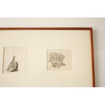 堀文子 墨絵『人物・花』ほか 4枚1組　Z886 