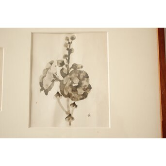 堀文子 墨絵『人物・花』ほか 4枚1組　Z886 