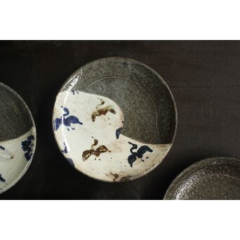 河村蜻山 草花絵変中皿 五客　P645 