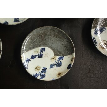 河村蜻山 草花絵変中皿 五客　P645 