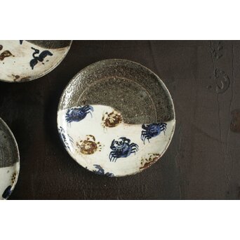 河村蜻山 草花絵変中皿 五客　P645 