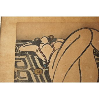 黄雲 黄云 アイヌ裸婦 額装　Z887 