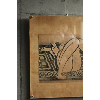 黄雲 黄云 アイヌ裸婦 額装　Z887 