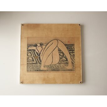 黄雲 黄云 アイヌ裸婦 額装　Z887 