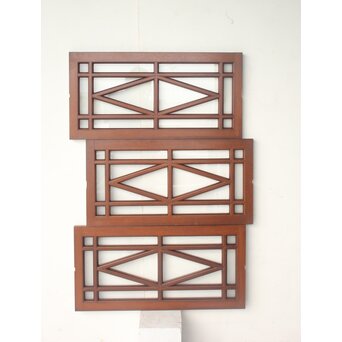 洋建築 幾何学格子 ガラス欄間 3枚1組　R0562 B面　