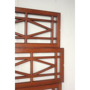 洋建築 幾何学格子 ガラス欄間 3枚1組　R0562 