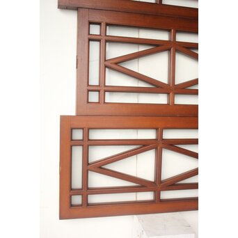 洋建築 幾何学格子 ガラス欄間 3枚1組　R0562 