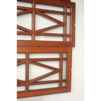 洋建築 幾何学格子 ガラス欄間 3枚1組　R0562 