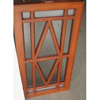 洋建築 幾何学格子 ガラス欄間 3枚1組　R0562 