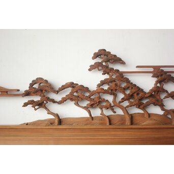 大島五雲系 木彫欄間 2枚1組　R0565 