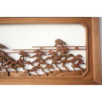 大島五雲系 木彫欄間 2枚1組　R0565 