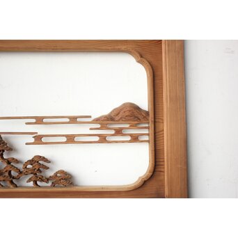 大島五雲系 木彫欄間 2枚1組　R0565 